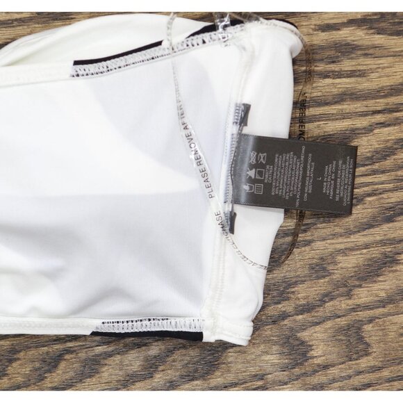 Vince Camuto Womens Halter Bandeau Bikini Swim Top V1D083 Black / Whte L - Picture 3 of 5